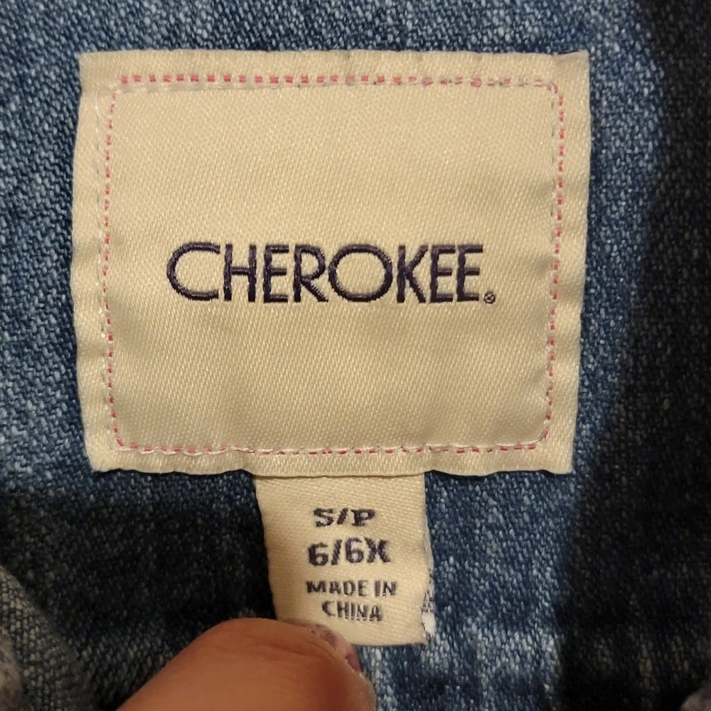 CHEROKEE Blue Jean Vest Jacket button fly front closure Size 6/6x